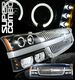 Chevy Silverado 2003-2005 Chrome Grille and Black Halo Projector Headlights Set