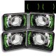 Cadillac Brougham 1987-1989 Green LED Black Chrome Sealed Beam Projector Headlight Conversion Low and High Beams