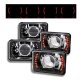VW Scirocco 1982-1988 Red LED Black Chrome Sealed Beam Projector Headlight Conversion Low and High Beams