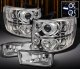 Chevy Silverado 2007-2013 Clear Halo Projector Headlights and Fog Lights