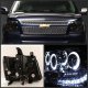 Chevy Avalanche 2007-2013 Smoked Halo Projector Headlights and LED Tail Lights