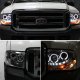 Ford F250 Super Duty 2005-2007 Chrome Projector Headlights and Red Smoked LED Tail Lights
