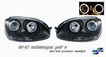 2008 VW Rabbit Depo Black Dual Halo Projector Headlights