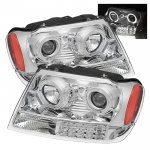 2000 Jeep Grand Cherokee Chrome Projector Headlights Halo LED