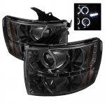 2008 Chevy Silverado Smoked Halo Projector Headlights with LED 2008 Chevy Silverado Smoked Halo Projector Headlights with LED