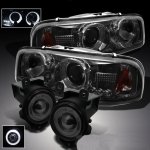 2003 GMC Sierra Denali Smoked Halo Projector Headlights and Fog Lights Set 2003 GMC Sierra Denali Smoked Halo Projector Headlights and Fog Lights Set