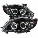 2010 Toyota Corolla Black Halo Projector Headlights with LED Daytime Running Lights