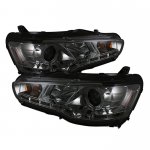2009 Mitsubishi Lancer Smoked Halo HID Projector Headlights with LED 2009 Mitsubishi Lancer Smoked Halo HID Projector Headlights with LED