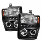 2010 Ford F250 Super Duty Black CCFL Halo Projector Headlights