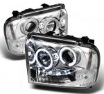 2005 Ford F450 Super Duty Clear CCFL Halo Projector Headlights with LED