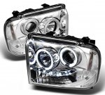 2007 Ford F450 Super Duty Clear CCFL Halo Projector Headlights with LED