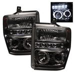 2010 Ford F250 Super Duty Smoked Dual Halo Projector Headlights with LED