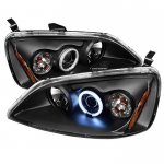 2002 Honda Civic Black CCFL Halo Projector Headlights