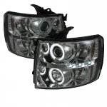 2012 Chevy Silverado 3500HD Smoked CCFL Halo Projector Headlights with LED