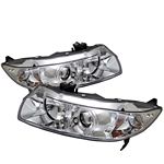 2009 Honda Civic Coupe Clear Dual Halo Projector Headlights