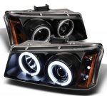 2004 Chevy Silverado 2500 Black CCFL Halo Projector Headlights with LED