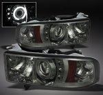 2001 Dodge Ram 2500 Sport Smoked CCFL Halo Projector Headlights with LED 2001 Dodge Ram 2500 Sport Smoked CCFL Halo Projector Headlights with LED