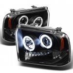 2005 Ford F450 Super Duty Black CCFL Halo Projector Headlights with LED