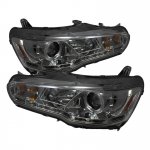 2009 Mitsubishi Lancer Smoked Halo Projector Headlights with LED 2009 Mitsubishi Lancer Smoked Halo Projector Headlights with LED