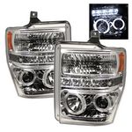 Ford F350 Super Duty 2008-2010 Clear Dual Halo Projector Headlights with LED