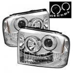 Ford F450 Super Duty 2005-2007 Clear Halo Projector Headlights with LED