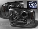 2007 Ford F450 Super Duty Smoked Halo Projector Headlights with LED