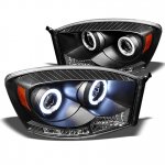 2007 Dodge Ram 3500 Black CCFL Halo Projector Headlights with LED