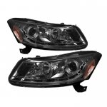 2009 Honda Accord Sedan Smoked Halo Projector Headlights with LED DRL