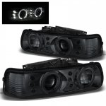 2002 Chevy Suburban Smoked Halo Projector Headlights LED DRL 2002 Chevy Suburban Smoked Halo Projector Headlights LED DRL