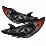 2011 Hyundai Sonata Black Halo Projector Headlights with LED