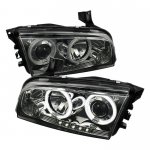 2007 Dodge Charger Smoked CCFL Halo Projector Headlights with LED