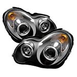 Mercedes Benz C Sedan 2001-2007 Black Dual Halo Projector Headlights