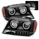 2000 Jeep Grand Cherokee Black Projector Headlights Halo LED