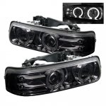 2002 Chevy Suburban Smoked Halo Projector Headlights with LED 2002 Chevy Suburban Smoked Halo Projector Headlights with LED