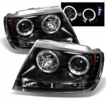 2000 Jeep Grand Cherokee Black Dual Halo Projector Headlights with LED