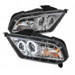 2011 Ford Mustang Clear CCFL Halo Projector Headlights with LED