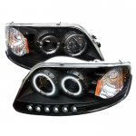 1998 Ford F150 Black CCFL Halo Projector Headlights with LED