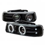 2001 Chevy Silverado Black CCFL Halo Projector Headlights with LED