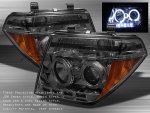 Nissan Frontier 2005-2008 Smoked Dual Halo Projector Headlights with LED