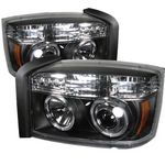 2005 Dodge Dakota Black Dual Halo Projector Headlights with Integrated LED