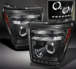 2016 Ford F250 Super Duty Black Halo Projector Headlights with LED DRL
