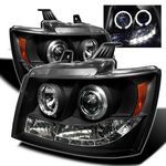 2007 Chevy Suburban Black Halo Projector Headlights with Integrated LED