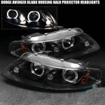 Dodge Avenger 1997-2000 Black Dual Halo Projector Headlights with Integrated LED