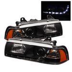 BMW E36 Sedan 1992-1998 Black Projector Headlights with LED Daytime Running Lights BMW E36 Sedan 1992-1998 Black Projector Headlights with LED Daytime Running Lights