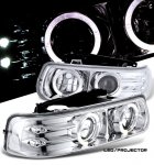2001 Chevy Silverado Clear Halo Projector Headlights with LED