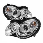 Mercedes Benz CLK 2003-2009 Clear Halo Projector Headlights with LED DRL