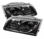 Volvo S40 1997-2003 Black Projector Headlights with LED Daytime Running Lights