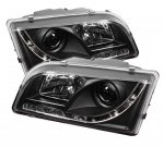 2002 Volvo S40 Black Projector Headlights with LED Daytime Running Lights