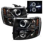 2007 Chevy Silverado Black Dual Halo Projector Headlights with LED
