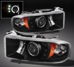 2001 Dodge Ram 3500 Sport Black Halo Projector Headlights with LED